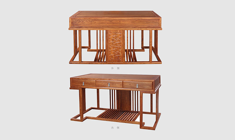 北辰 别墅中式家居书房装修实木书桌效果图